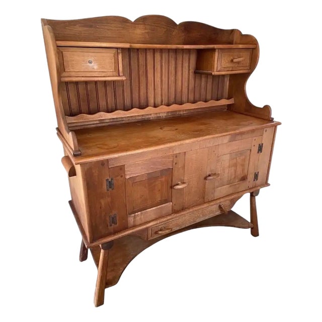 Antique American Baker’s Cabinet, Classical Wooden Cupboard For Sale