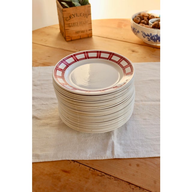 Red Earthenware Dinner Plates with Red Geometric Decor from Badonviller, 1970s, Set of 6 For Sale - Image 8 of 9