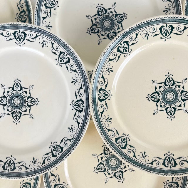 Antique Admiral Ironstone Dessert Plates from Creil & Montereau, 1890s, Set of 8 For Sale - Image 13 of 15