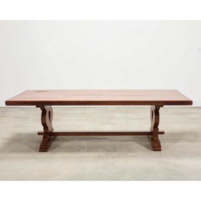 Country French Provincial Oak Trestle Farmhouse Dining Table 8 Ft For Sale - Image 18 of 18