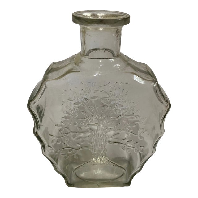 Antique Glass Whiskey Carafe/Decanter With Decorative Motifs For Sale