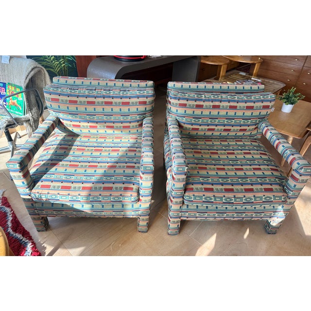 Blue Pair of Milo Baughman Parsons Chairs 1970s For Sale - Image 8 of 13