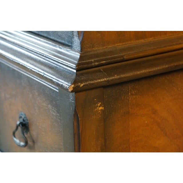 Antique Jacobean Gothic American Walnut Vanity Dressing Table Tri Fold Mirror For Sale - Image 18 of 18