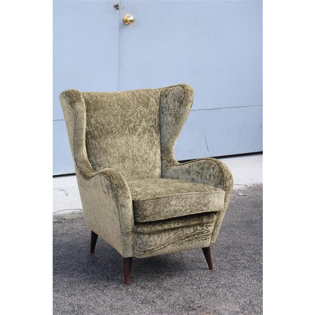 Velvet Lounge Chair attributed to Gio Ponti, 1950s For Sale - Image 13 of 17