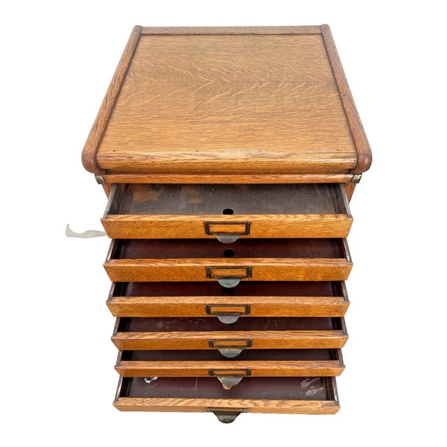 Arts & Crafts Antique Sectional Multi-Drawer Filing Cabinet Vollmer Bros. Quarter Sawn Oak For Sale - Image 3 of 18