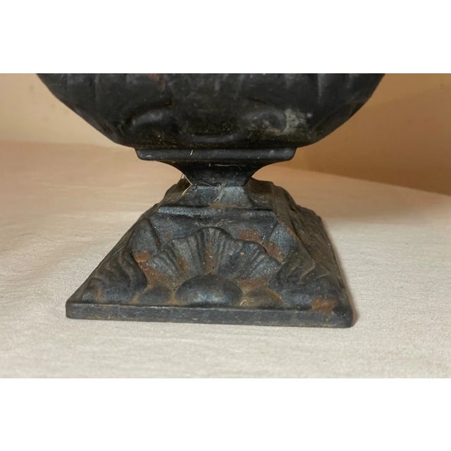 Black Antique Ornate Heavy Art Deco Cast Iron Rectangular Footed Planter Pot Black For Sale - Image 8 of 8