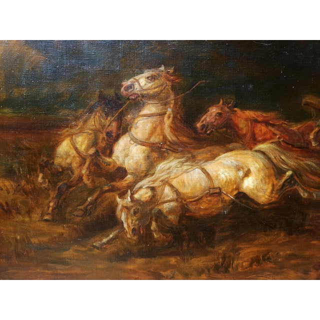 H. Post, 5 Horse Carriage/Team, Oil Painting, Early 20th Century, Framed For Sale - Image 11 of 14