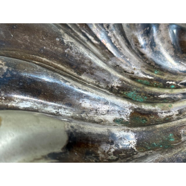 Antique Coastal Silverplate Shell Platter With Sculptural Nautical Coral Handle For Sale - Image 10 of 10