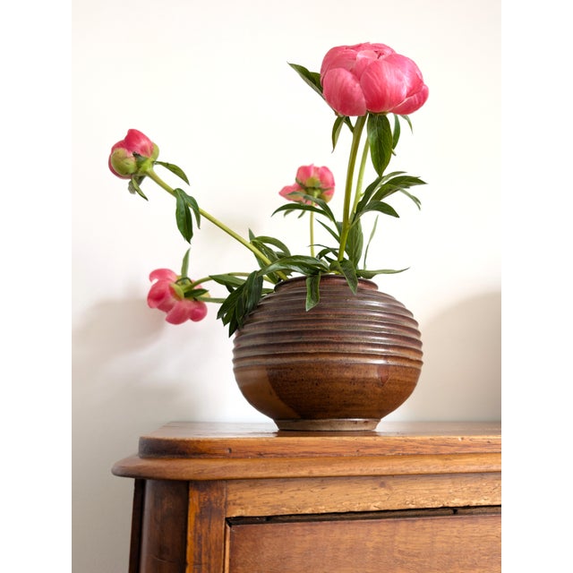 Mid-Century Modern Vintage Brutalist Ceramic Globe Vase, 1960s For Sale - Image 3 of 15