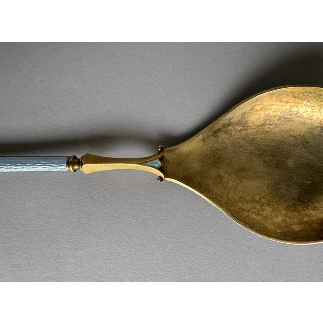 Mid 20th Century David Andersen Oslo Norway Sterling Silver Gilt Blue Guilloche Enamel Large Serving Spoon, Post-1940 For Sale - Image 12 of 12