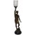 Late 19th Century Hermès Statue Lamp With Greek Key Glass Shade For Sale