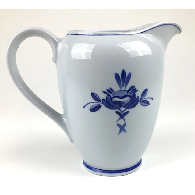 Arabia Blue Rose Pattern Vintage Pitcher or Vase For Sale - Image 9 of 12