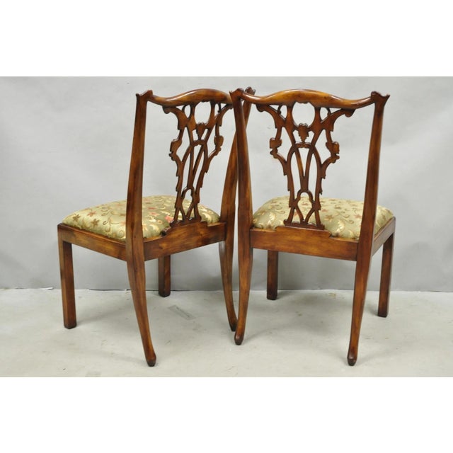 Chippendale Style Carved Mahogany Dining Side Chairs Attr Theodore Alexander - 4 For Sale - Image 10 of 12