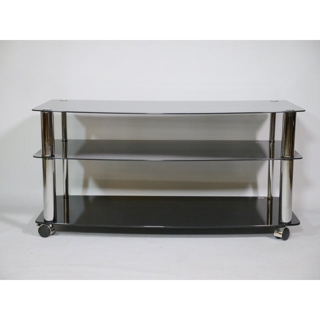 Metal Glass Roll Phono Chest of Drawers, 1980s For Sale - Image 7 of 11
