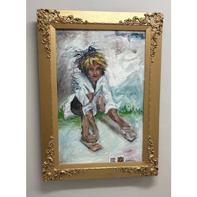 Unaware, Oil Painting, Framed Portraits, by Van Ness For Sale - Image 12 of 12