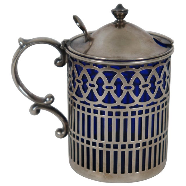"Antique early 20th century Watson for Wilcox & Wagoner number 474 lidded sterling silver jam / mustard / condiment pot...