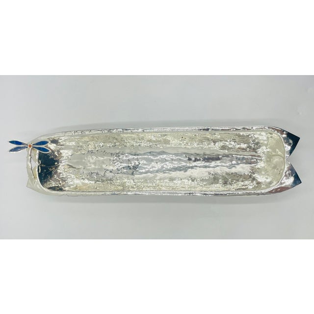 1980s Emilia Castillo Taxco Silver Plate Brass Lapis Lazuli Firefly Centerpiece Bowl For Sale - Image 11 of 18