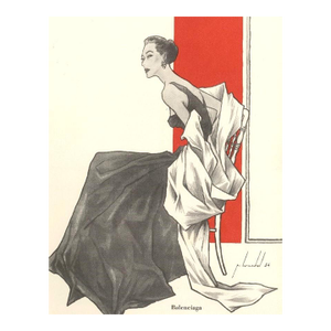 1954 Mid-Century French Balenciaga Fashion Print