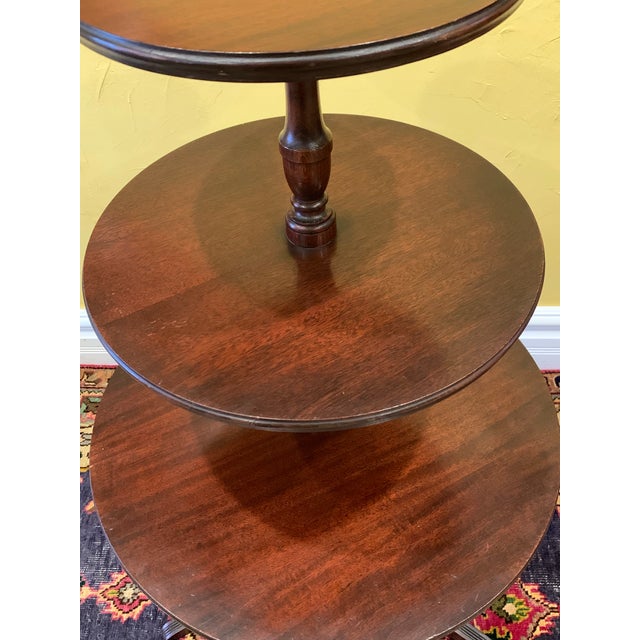 Antique 3 Tier Dumb Waiter Mahogany Wood Side End Table Butler Stand 38.5” For Sale - Image 12 of 12
