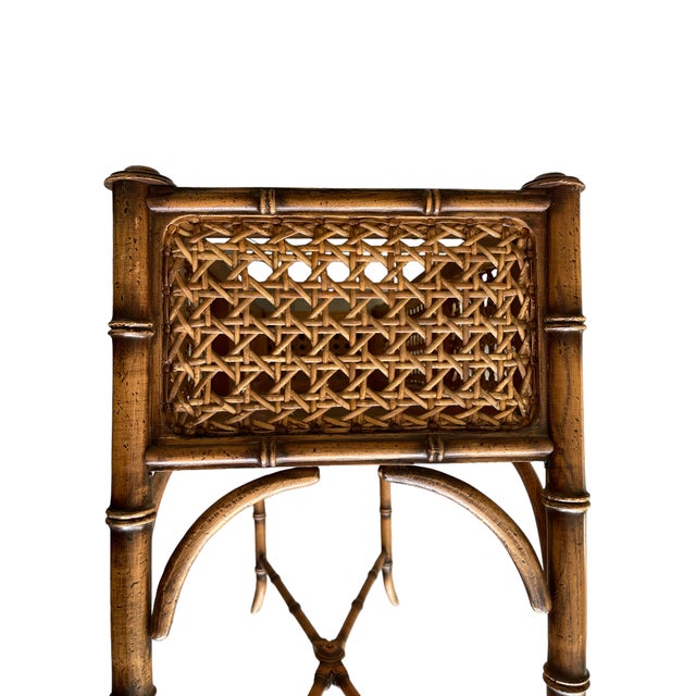 1970s Large Cane and Faux Bamboo Plant Stand Chairish