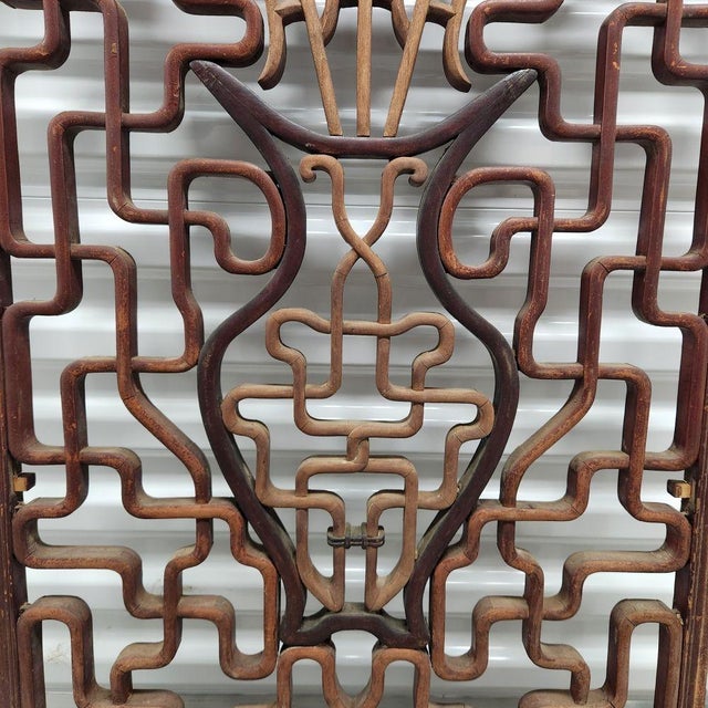 Six Qing Antique Chinese Wooden Window Panels For Sale In Boston - Image 6 of 10