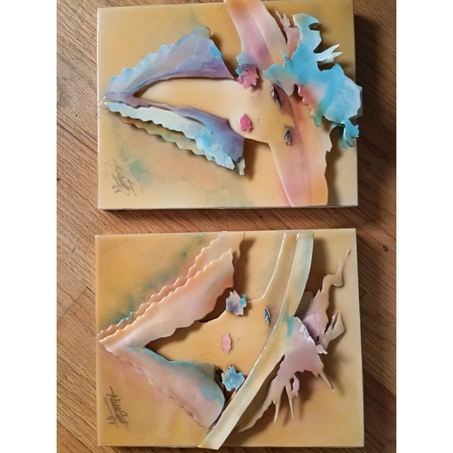 Postmodern ​1993 Postmodern Signed Shlomi Haziza 3d Acrylic Wall Art Pair For Sale - Image 3 of 7