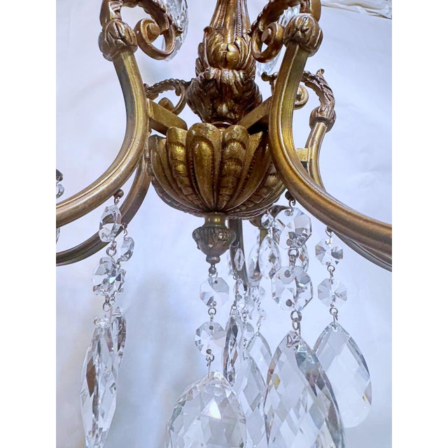 Traditional 1950s Vintage Spanish Chandelier With Crystal Prisms For Sale - Image 3 of 10