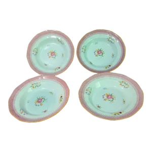 Mid 20th Century Lowestoft England Adams Calyx Ware Floral Bowls- Set of 4