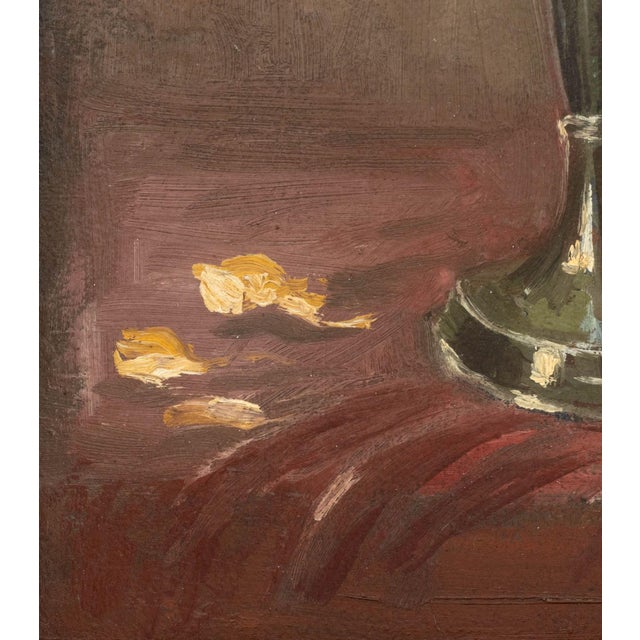 1930s Illegibly Signed Still Life of Roses Oil, 1930 For Sale - Image 5 of 7
