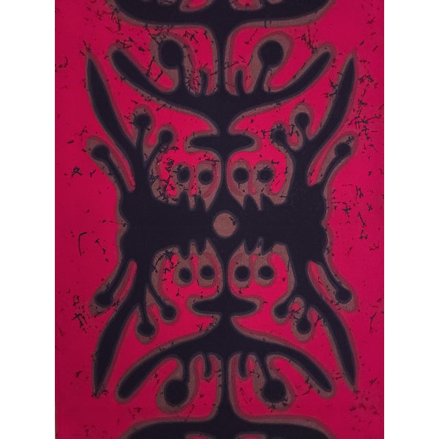 Mid-century screen-printed wall hanging. Signed by the german artist Traute Sänger Unused, very rare find in this...