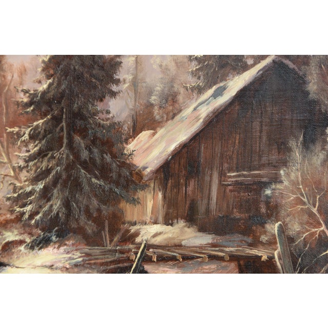 Hermann Dieste, Winter Forest Landscape, 1980s, Oil, Framed For Sale - Image 9 of 12