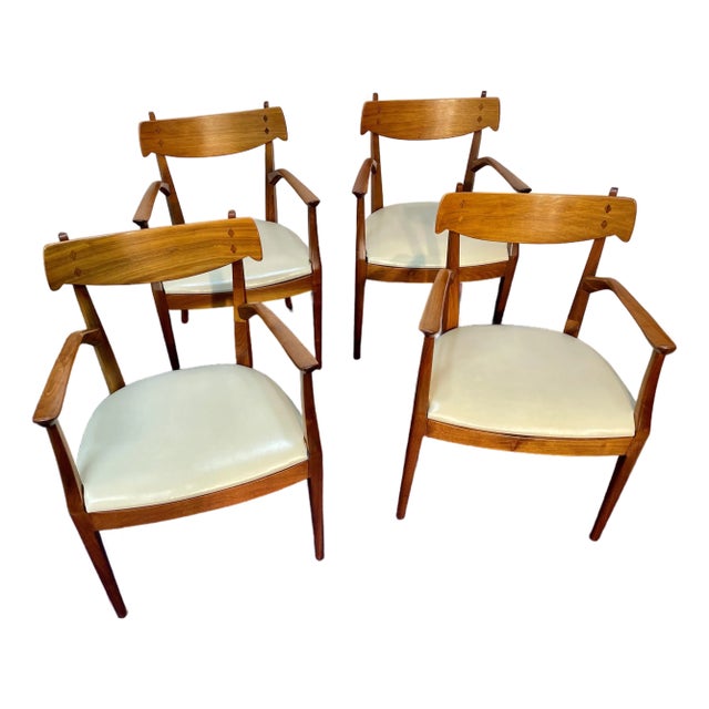 Kip Stewart Designed 1960’s Drexel Declaration Dining Chairs, 4 Pieces For Sale