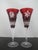 Stunning Waterford crystal champagne flute set of 2 glasses in Snowflake Crystals pattern. Vibrant ruby red crystal bowl...