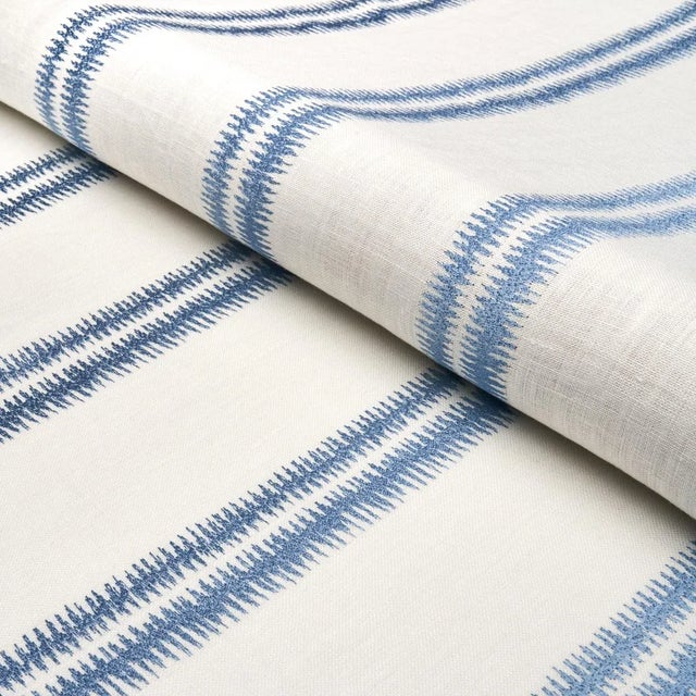 Schumacher Sample - Schumacher Paloma Embroidery Fabric in Chambray For Sale - Image 4 of 5
