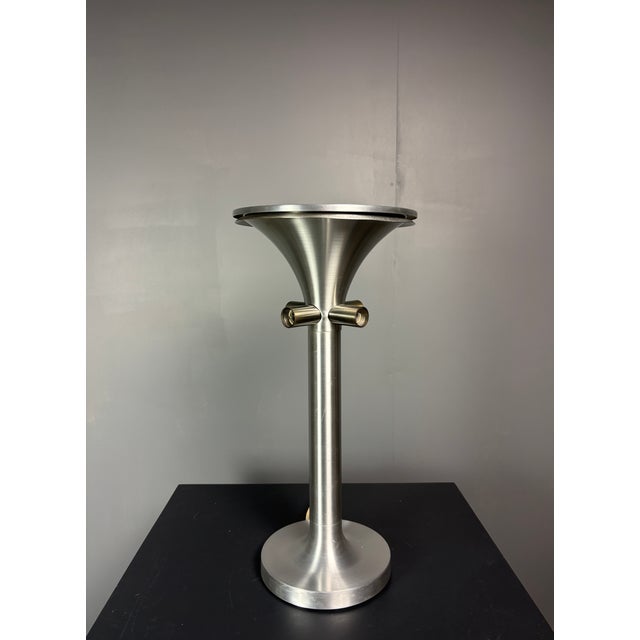 Rare and large ( 55 cm high, diameter 40 cm ) space age table lamp by Temde, Switzerland 1960s. This metal and handblown...