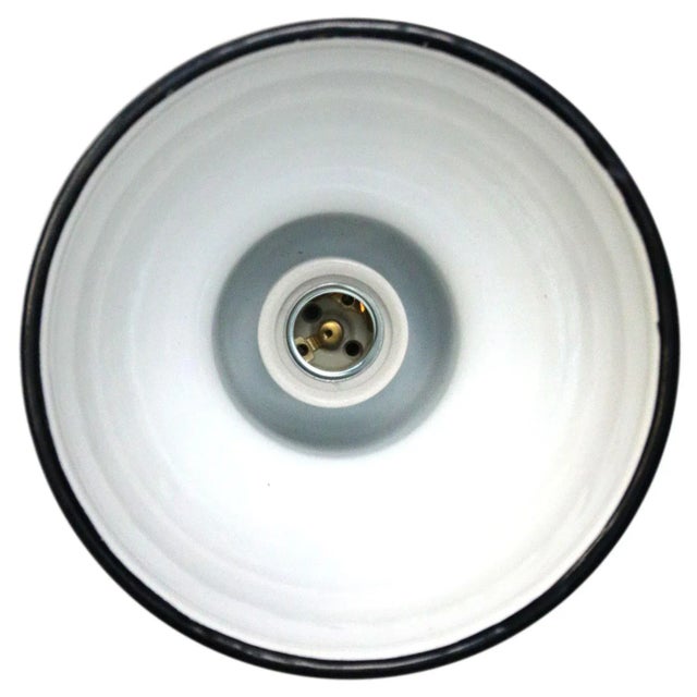 Industrial Small Vintage Industrial Black Enamel Pendant Light For Sale - Image 3 of 6