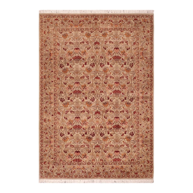 Shabby Chic 1990's Pak-Persian Taupe/Red Wool Rug - 6'2'' X 9'1'' For Sale