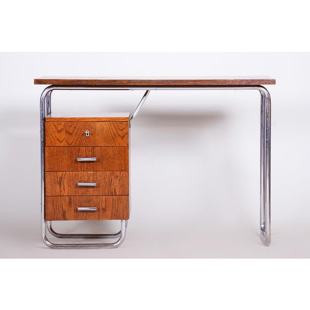 Bauhaus Oak Writing Desk from Robert Slezak, 1930s For Sale - Image 3 of 15