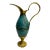 Mid Century Modern Turquoise and Brass Oppenheim Israel Pitcher For Sale