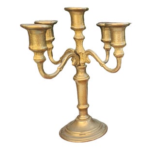 Art Deco Brass Five-Arm Candlestick, 1950s For Sale
