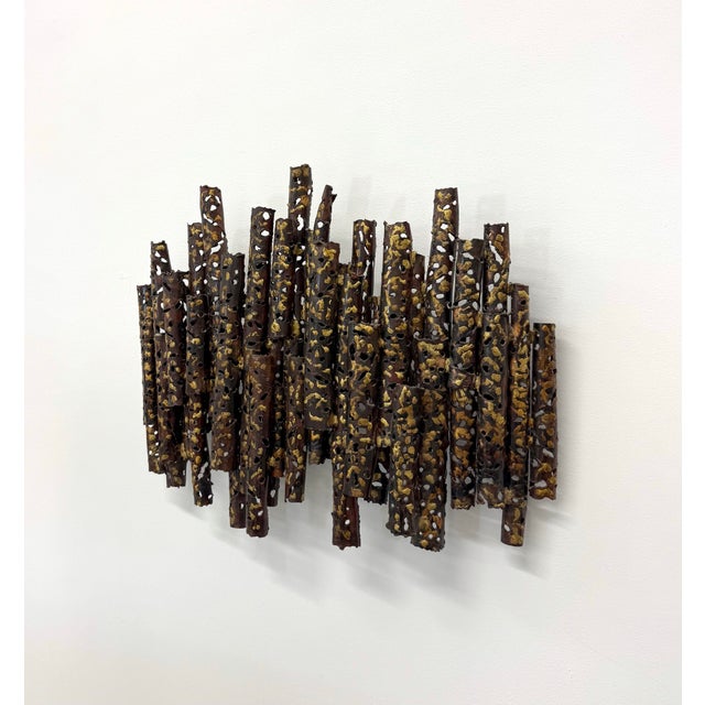 Metal Vintage Brutalist Torch-Cut Metal Wall Sculpture For Sale - Image 7 of 7