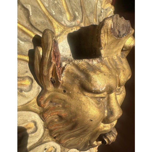 Gold Antique Italian Carved Wood Candle Sconce Pair Figurative Gold For Sale - Image 8 of 10