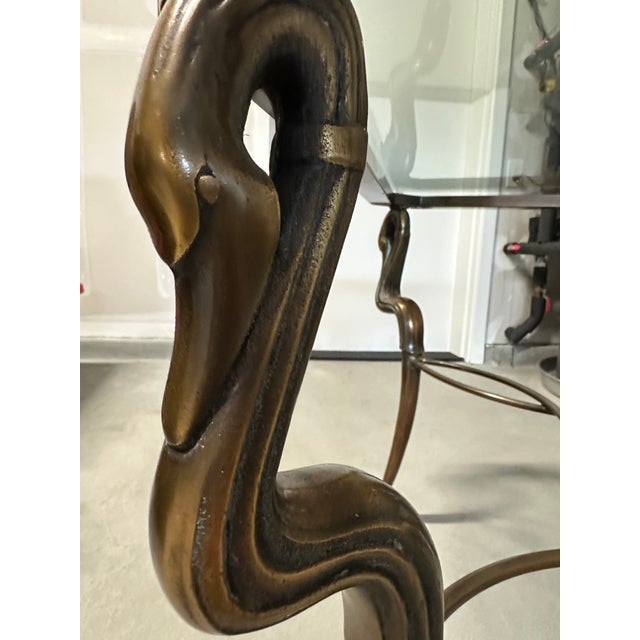 Vintage Solid Brass and Ogee Edge Thick Glass Table For Sale - Image 11 of 12
