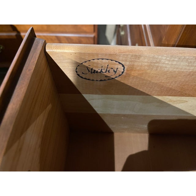 1990s Stickley Hudson Valley Collection Triple Dresser. Bracket-Foot. Bail Pull Done in Solid Brass. For Sale - Image 11 of 11