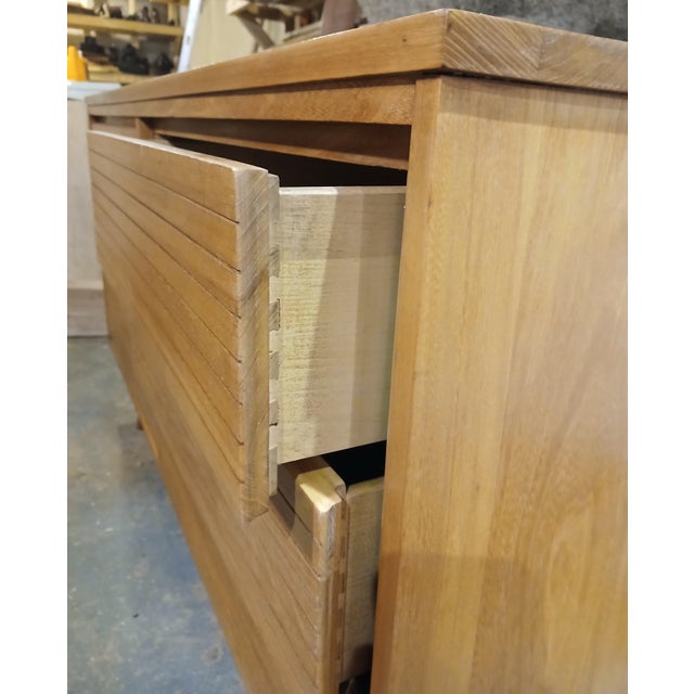 Mid-Century Modern Solid Elm Louvered 6-Drawer Dresser For Sale - Image 11 of 16