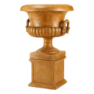 Italian Terracotta Urn Planter on Pedestal (Set of 2) For Sale