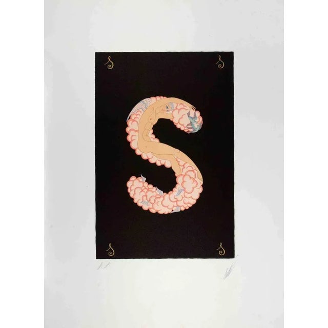 Erté, Letter S, 1970s, Lithograph For Sale - Image 4 of 4