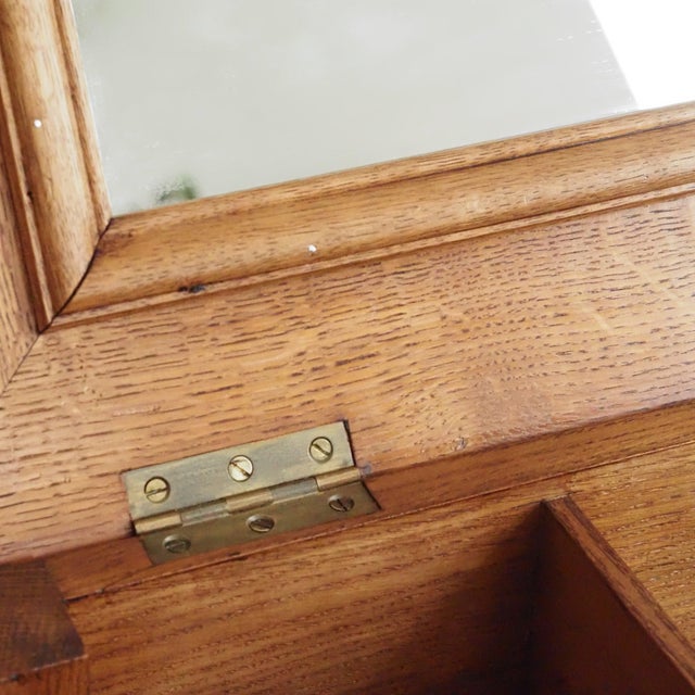 Louis XVI Style Side Table with Mirror and Compartments in Oak, 1900 For Sale - Image 5 of 18