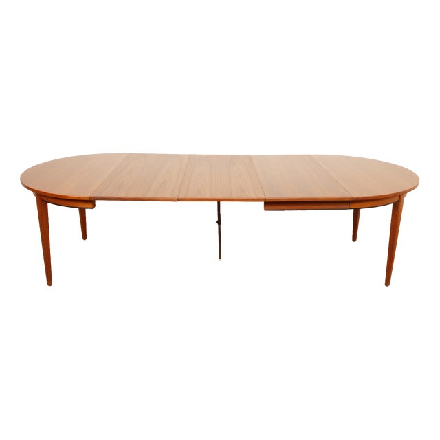 Vintage Extendable Teak Model 55 Dining Table attributed to Gunni Omann for Omann Jun, 1960s For Sale