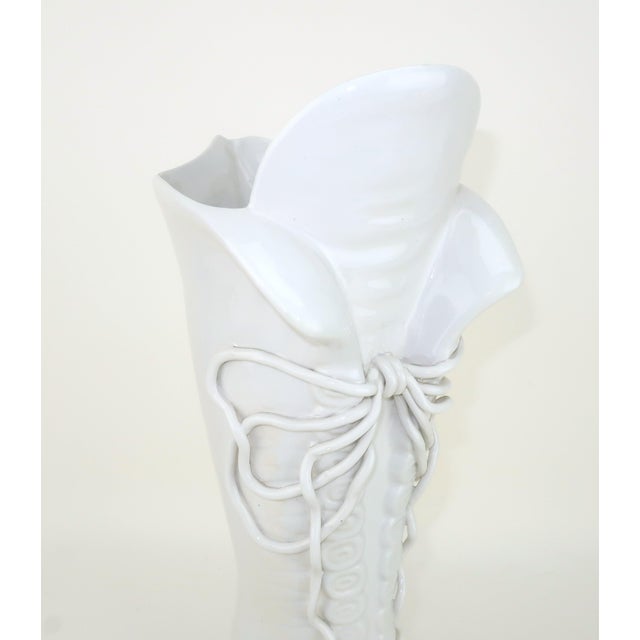 Mid-Century Modern White Ceramic Ladies' Boot Vase, 1970’s For Sale - Image 3 of 12
